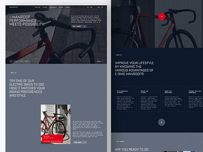 Manroof - Bicycle Electric Landing Page bike clean design electric modern modernstyle site space style ui uidesign userinterface web web design website