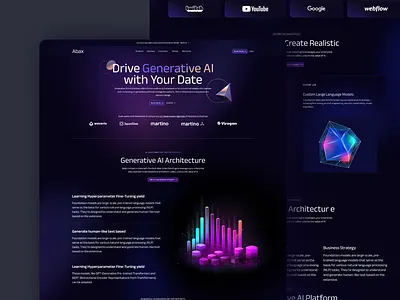 Generative AI Learning Platform ai ai platform builder dark version figma generative ai generativeai landing page minimal text generator ui ui design uiux website