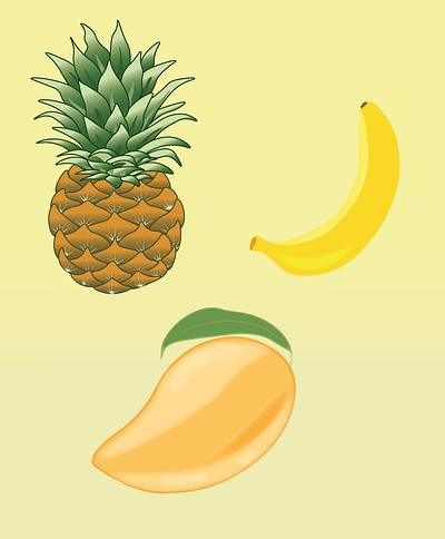 Fruits art banana combo design fruits graphic design illustration illustrator mango pineapple vector vector art wallpaper