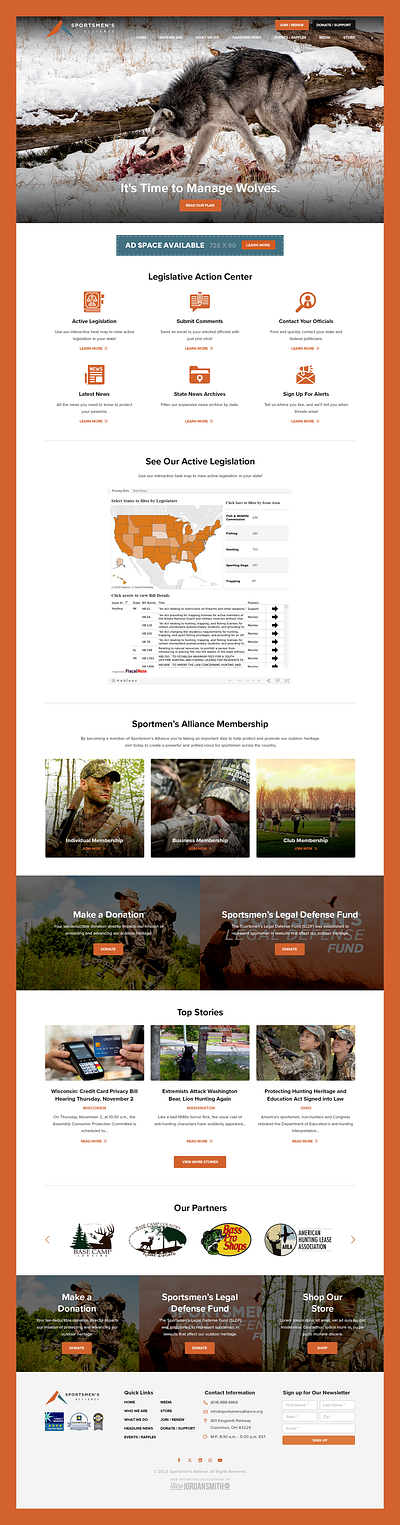 Sportsmen's Alliance // Web Design community event event web design hunting networking networking web design news sports web design wolf