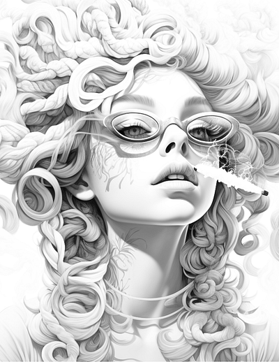 Stoner 17 adult coloring ai generated black and white cannabis coloring coloring page illustration marijuana coloring printable coloring sexy coloring stoner coloring stoner girl coloring