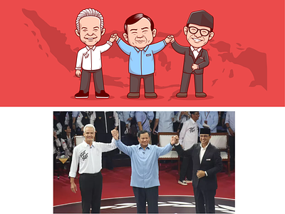 Picture of Indonesian Presidential Candidates🗣️ businessman candidates character country cute debate face friendship government hand icon illustration indonesia logo man maps people politics president smile
