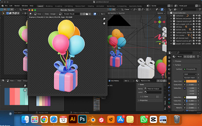 Balloons and Present Box 3d 3d modeling graphic design