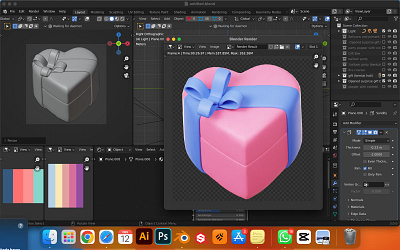 Love Present Box 3d 3d modeling graphic design