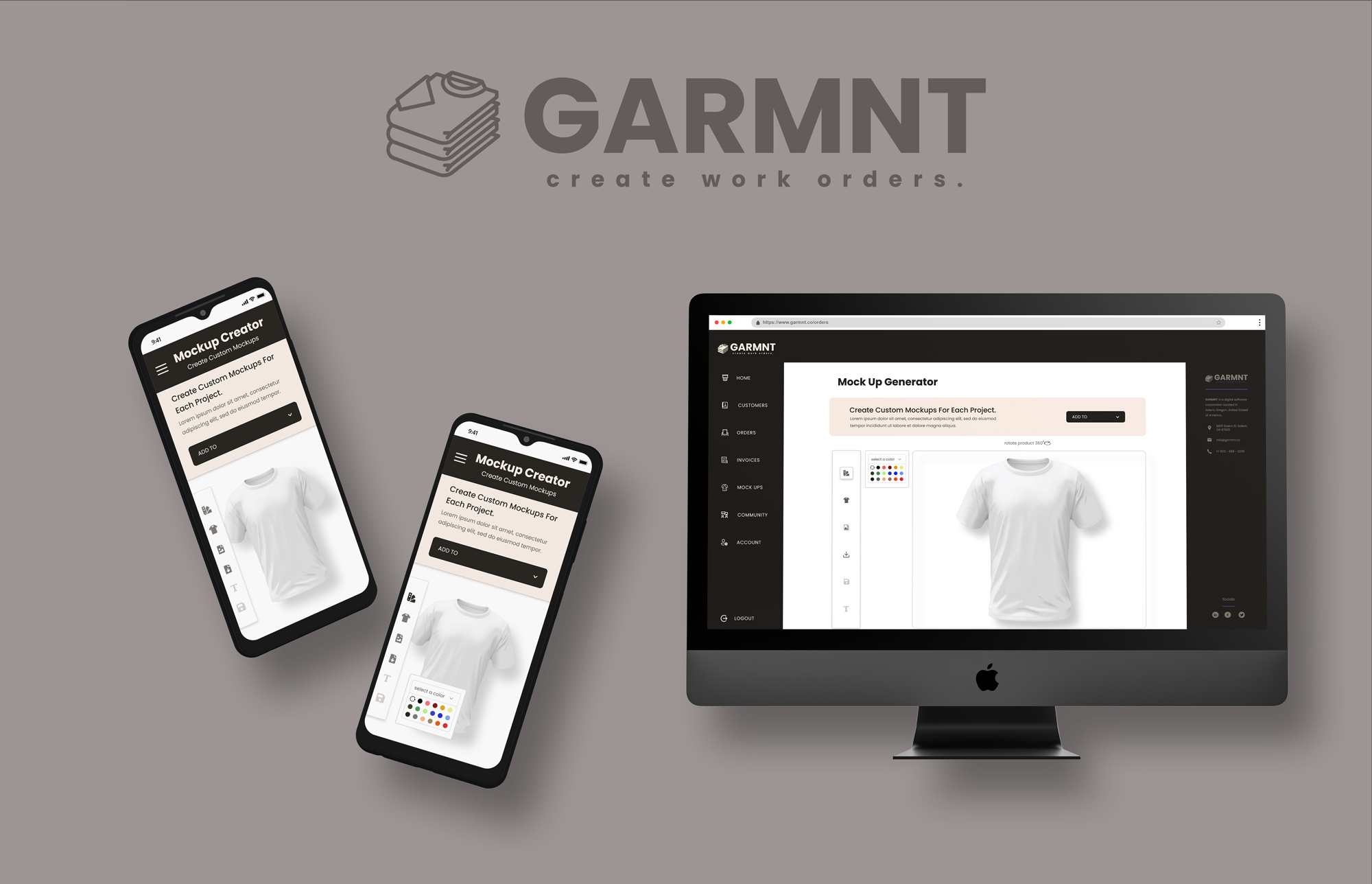 GARMNT - MOCKUP GENERATOR adobe illustrator adobe photoshop branding graphic design nextjs react saas screen printing ui ux web design web dev web developer
