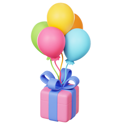 Balloons and Present Box 3d 3d modeling graphic design