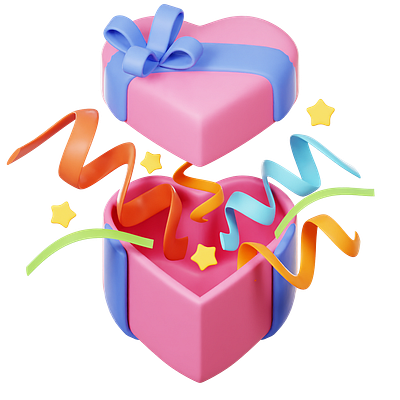Love Present Box with Confetti 3d 3d modeling graphic design