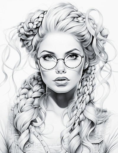 Glasses 3 adult coloring ai generated black and white coloring page illustration printable coloring sexy coloring