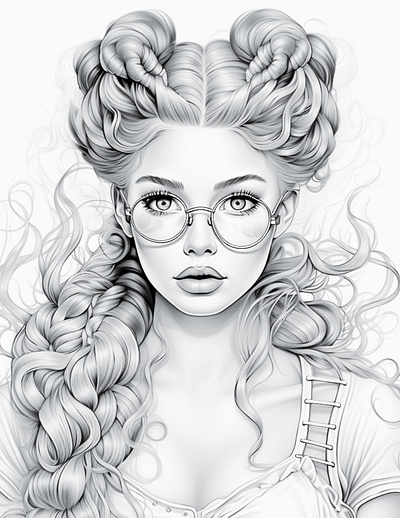 Glasses 4 adult coloring ai generated black and white coloring page illustration printable coloring sexy coloring