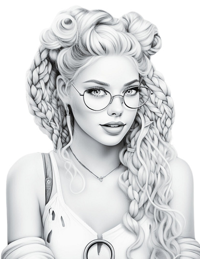 Glasses 9 adult coloring ai generated black and white coloring page illustration printable coloring sexy coloring