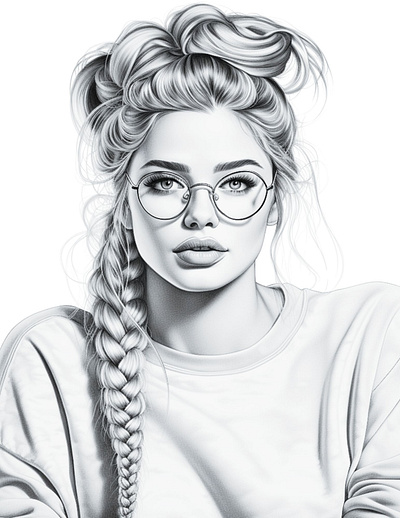 Glasses 10 adult coloring ai generated black and white coloring page illustration printable coloring sexy coloring