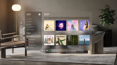 Apple Vision Pro Music Player UI Design apple ar augmented spacialdesign ui visionpro vr