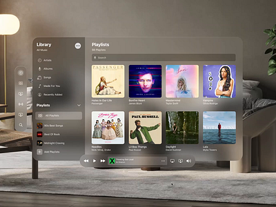 Apple Vision Pro Music Player UI Design apple ar augmented spacialdesign ui visionpro vr