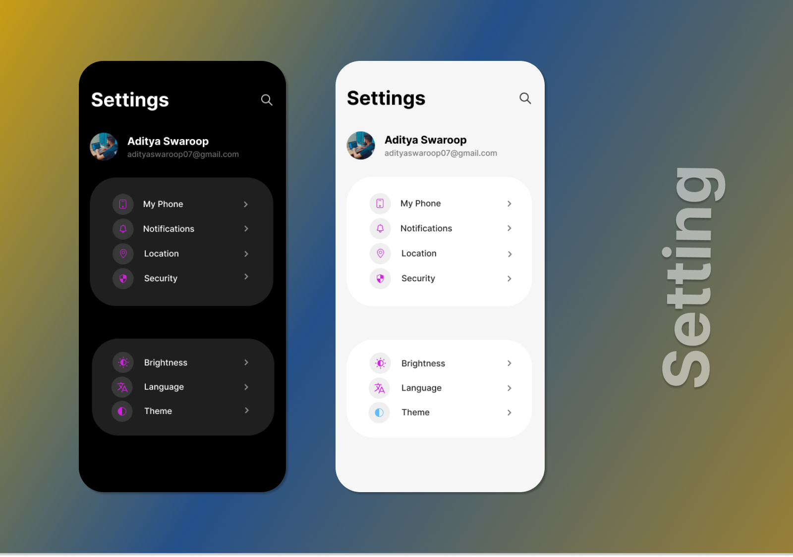 Mobile settings ui by aditya swaroop on dribbble