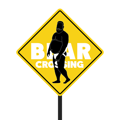 Bear Crossing graphic design lgbtq pun