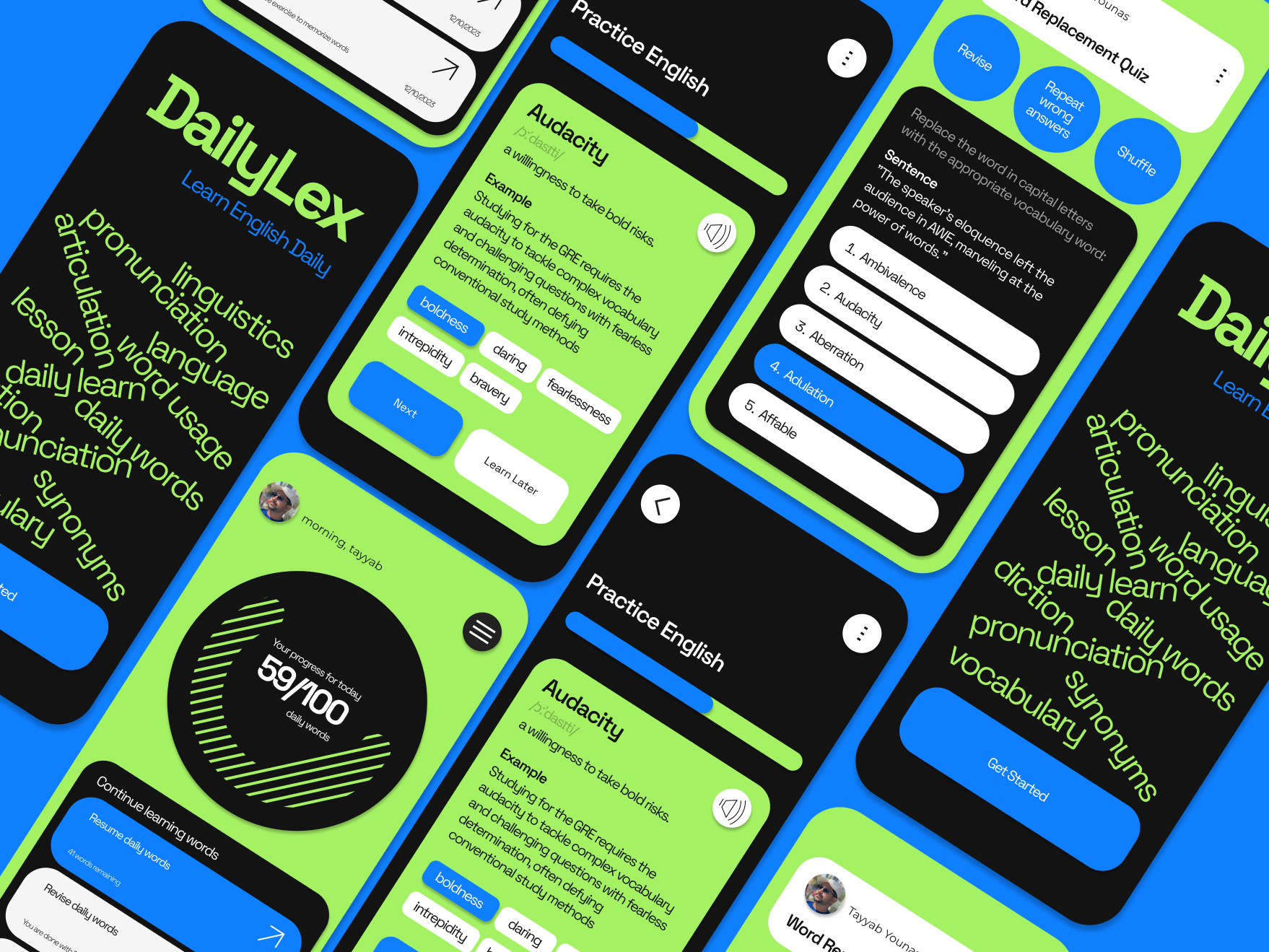 Example of Daily Language Learning Mobile UI App Design Concept