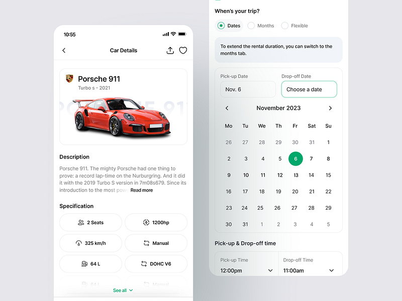 QuickRent - Car rental application app design app ui booking app booking platform booking service calendar car rental concept ios ios app minimal app minimal ui mobile app product design rent a car rental app rental car ui uiux