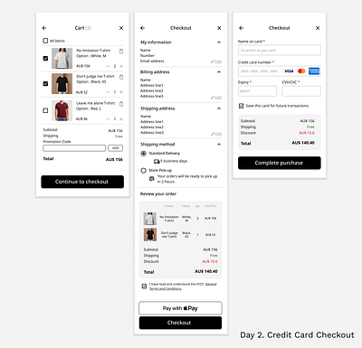 Daily UI #002 Credit Card Checkout app dailyui ui uxui
