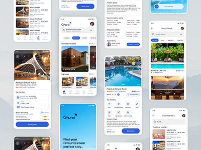 Travel Booking Service Mobile App apartement booking booking app branding hotel booking hotel booking app mobile mobile app mobile ui online booking property app property booking property management rent house rental rental company room booking service travel travel agency