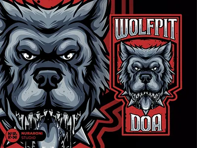 Wolfpit DOA Dog Illustration 3d animation branding cartoon character design doa dog dog cartoon dog illustration esport graphic design illustration logo mascot motion graphics ui vector wolfpit