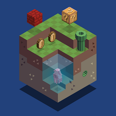 Voxel World illustration inkscape isometric vector voxel voxelart water