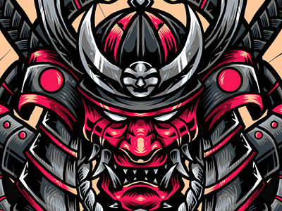 Oni Mask Samurai animation branding cartoon character design devil devils graphic design illustration japan japanese logo mascot mask motion graphics oni oni mask samurai vector warrior