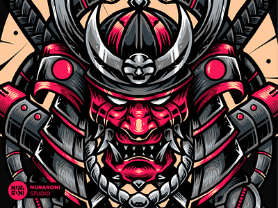 Oni Mask Samurai animation branding cartoon character design devil devils graphic design illustration japan japanese logo mascot mask motion graphics oni oni mask samurai vector warrior