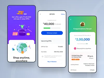 MobiKwik ZIP EMI: Redefining Lending experience finance fintechapp interaction design lendingapp loan mobikwikdesign uiuxdesign uxdesign