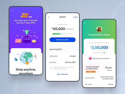 MobiKwik ZIP EMI: Redefining Lending experience finance fintechapp interaction design lendingapp loan mobikwikdesign uiuxdesign uxdesign