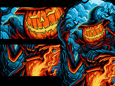 Jack O Lantern animation branding cartoon character crow design detailed esport graphic design halloween horror illustration jack o lantern logo mascot motion graphics scarecrow scary spooky vector