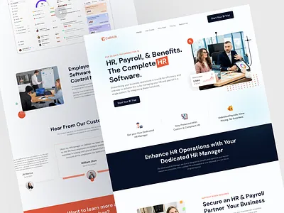 HR Management Landing Page UI/UX Design business clean company design employees global hr hr hr landing page landing page minimal payment payroll product saas ui design uiux web design website whitespace