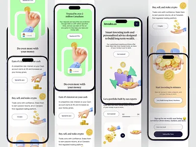 Financial Mobile Responsive Website UI Design 3d 3d illustration bank cash clean crypto design finance financial fintech fintech startup invest investment mobile money product responsive ui ui motion website
