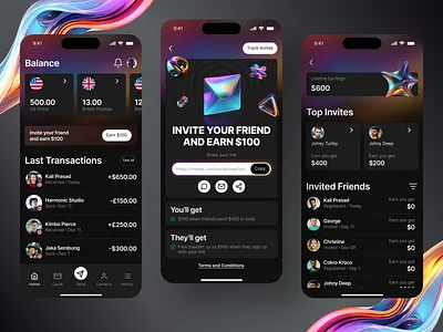 Mobile Banking App Referral Feature app application bank card banking app finance financial fintech mobile mobile app design mobile banking mobile design mobile ui mobile ux product design referral ui uidesign uiux uxdesign wallet