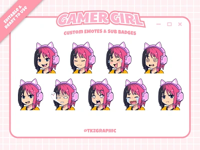 Custom Twitch emotes and sub badges alerts emotes gaming icon mixer overlays sticker streamer sub badges twitch