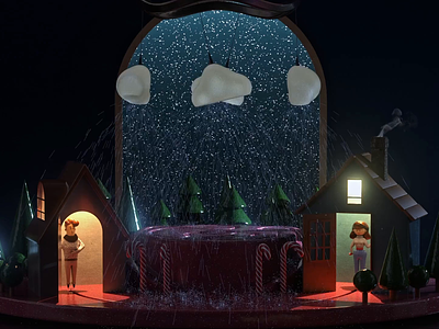 Exadex - Rainy globe 3d animation animated greeting card character design character modeling cheerful animation christmas magic christmas wish cinema4d cute animation dancing figures end year wishes festive greetings holiday spirit joyful celebration new year redshift snow globe winter x particles