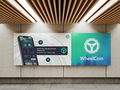 Move to Earn app promotion banner design for WheelCoin mobility ad design advertisement application banner banner design brand design branding colourful design graphic design green mobility marketing move to earn post post design poster poster design social media ui web3