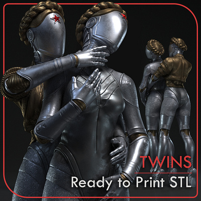 The Twins - Atomic Heart (ready for 3D Print) 3d 3d print atomic heart balerina figure miniature robot sculpture stl twins video game