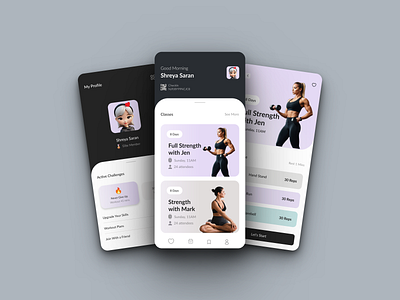Health Habour - Fitness Application cards dailychallenges fitnessapp health profile ui uiscreens ux