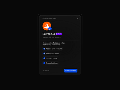 Link Account Modal - Monochrome app authorize component connect dark design design system figma landing page link minimalist modal monochrome overlay page section ui ui design ui kit widget