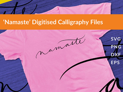 Namaste Calligraphy Design Bundle apparel branding calligraphy custom design dxf eps handlettering illustration indian graphic designer lipisingh merch namaste print svg svg bundle t shirt tee typography vector yoga pose