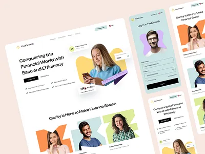 Financial Management - Landing Page app colorful design finance fintech header landing page mobile version pink ui ux