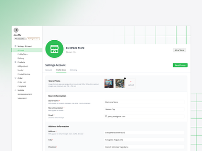 Profile Store Setting design landing page landingpage profile settings store ui user interface ux