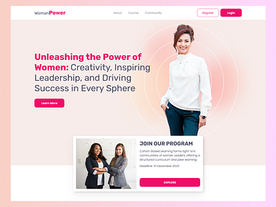 Woman Power: Landing page Course. course landing page startups ui uiux webdesign website