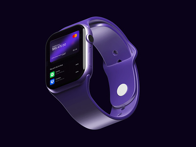 Apple Watch Fintech Design applewatch applewatchinterface design financeui fintechapplewatch purple ui uiux userinterface ux watchui watchuserinterface