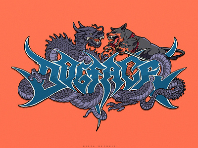 Dragon v Cerberus branding cartoon graphic design illustration logo tattoo vector