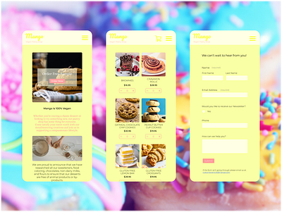 Website for a Vegan Pastry Shop ui