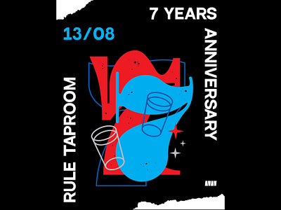 Rule Taproom Anniversary bar beer branding craft beer event poster graphic design numbers poster taproom typography