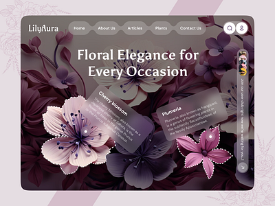 LilyAura - Flower concept | Web design | Fragrance 3d animation branding design e commerce graphic design interation landing page minimal online shop store ui web design webdesign website