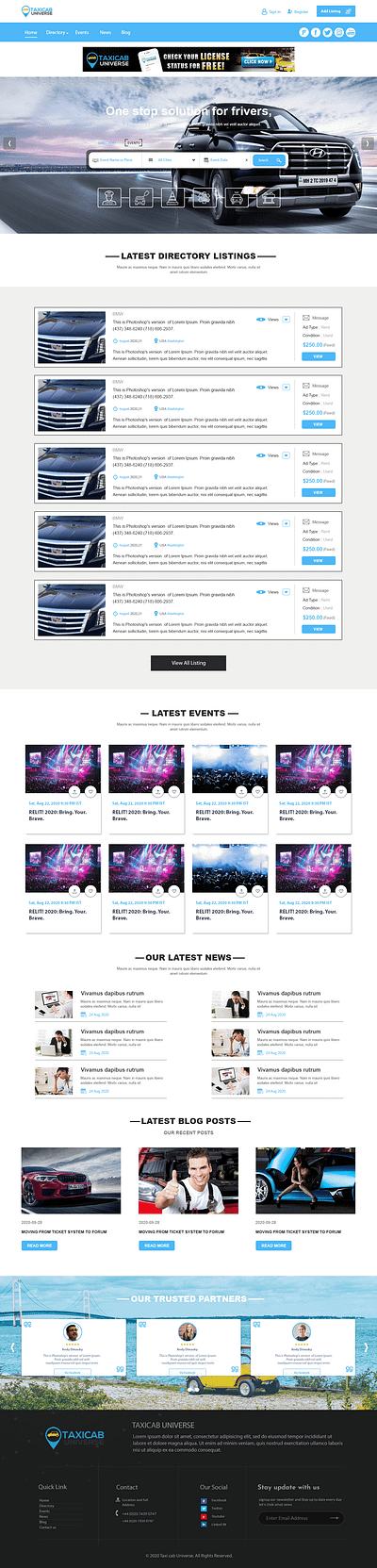 TAXICAB UNIVERSE WEBSITE DESIGN branding creative design homepage landingpage logo ui ux website