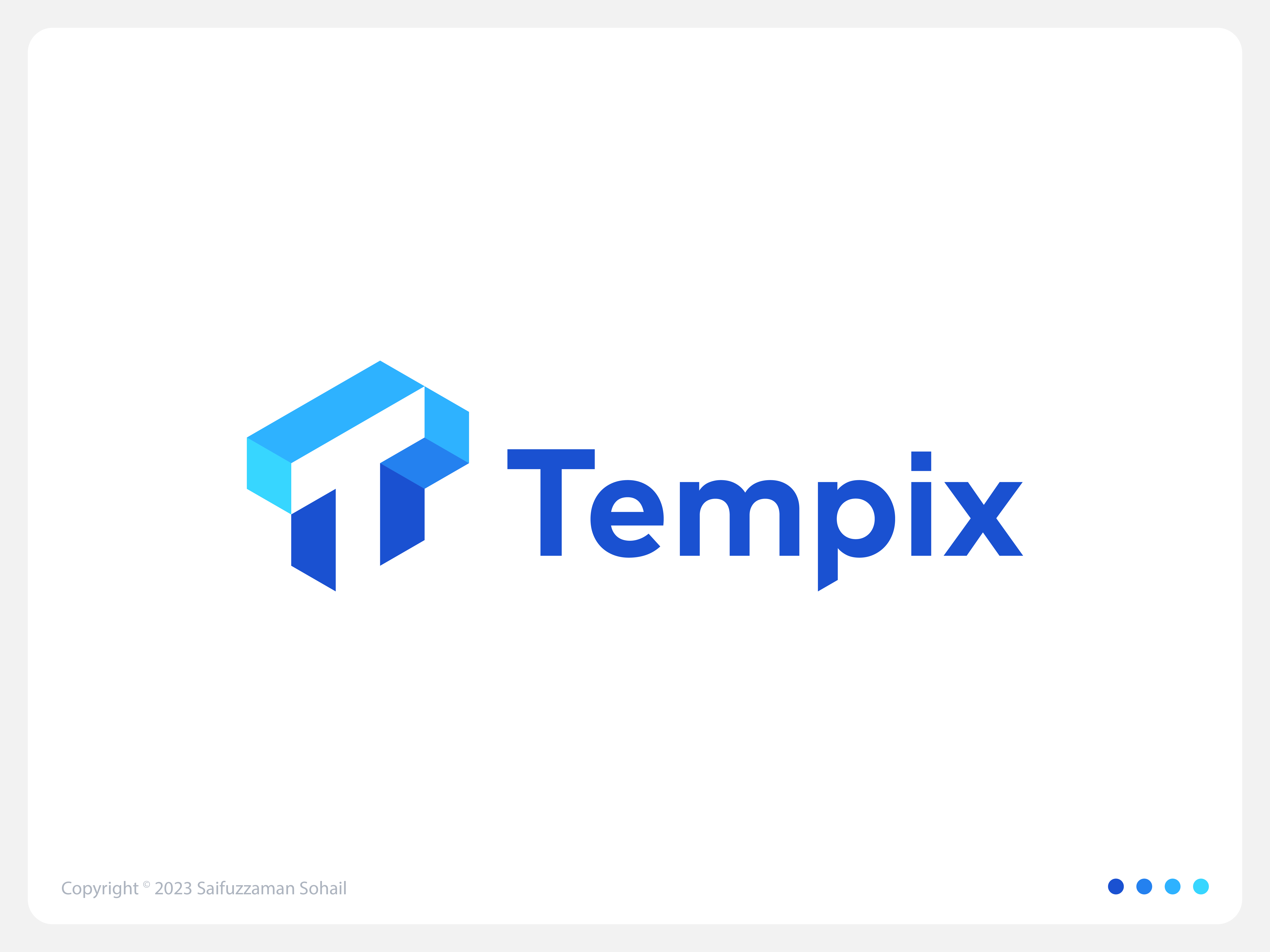 Tempix - T + P letter mark negative space logo 3d architectural architecture branding design letter mark monogram logo logo design minimalist modern negative space p pixel t team ui vector